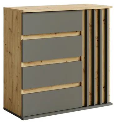 Immagine prodotto di raumhirsch, cassettiera artigianale, colore grigio grafite, dimensioni 80 x 79,7 x 34 cm