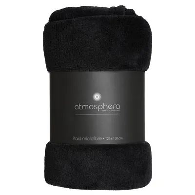 Produktbild von Atmosphera Plaid - schwarz - Polyester - 125 x 150 cm