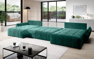 Produktbild von Modernes BASTO U 380x190 Ecksofa mit Schlaffunktion, Bettkasten, Federn, Monolith Premium Stoff