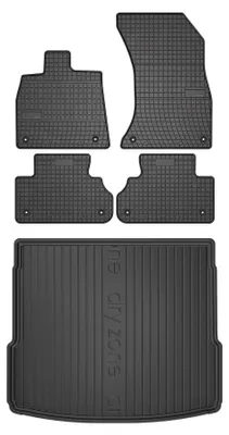 Image de Tapis en caoutchouc + bac de coffre pour Audi Q5 II FY / F5 2017-2024 (SUV) – 5 pièces, noirs, sur mesure