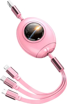 Produktbild von 5A 3-in-1 Usb C Ladekabel a bis 8-polig Micro Type Kompatibel für iPhone Huawei Samsung Xiaomi Pink