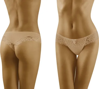 Produktbild von Wolbar Damen y Tanga-Strings Spitze Miederslip Slips mit tiefer Hüftlinie WB09 , beige, M