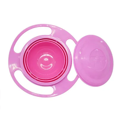 Obrázok produktu pre Roztomilá detská miska, otočná o 360°, s ochranou proti vytečeniu, s gyroskopickým mechanizmom, s viečkom