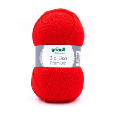 A ball of red yarn with a label.