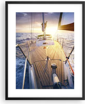 Produktbild von Gerahmtes Poster - Schwarzer Rahmen - Segelboot Meer - 40x50 cm - Wand Bild - Wanddeko - Wandbilder - Kunstposter - Wandposter - Bilderrahmen - Bilder - Kunstdruck - Wandbild - P2BPA40x50-4076