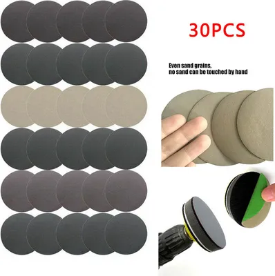 Produktbild von 30pcs Schleifscheiben 125mm Klett, Nass und Trocken Schleifscheiben Schleifpads Körnung 800/1000/1200/1500/2000/3000 für Auto Metall Holz
