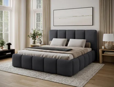 Obrázek produktu pro Manželská čalouněná postel 140x200 DOLVERO 2 - tmavě šedá