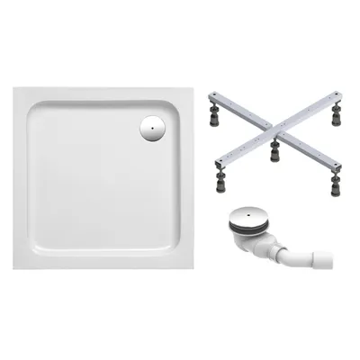 Produktbild von Schulte Duschwanne 90x90 cm, Weiß, Modell Cala - Komplettset inkl. Fußgestell und Ablaufgarnitur