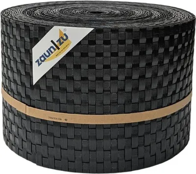 Produktbild von Sichtschutzstreifen zaun|zu RATTAN 26m Rolle Zaunblende für Doppelstabmattenzaun Schwarz 26m