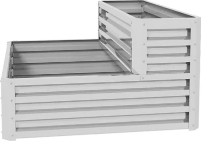 Obrázek produktu pro Zvýšený záhon – záhon na rostliny – pro venkovní použití – pozinkovaná ocel – stupňovitý design – otevřené dno – velký 120 × 101 × 58 cm – bílý
