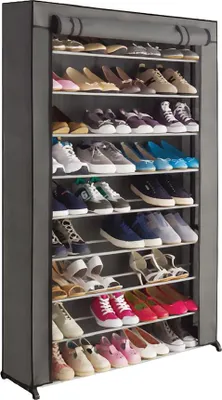 Produktbild von Perel Schuhschrank für 50 Paar, mit Klettverschluss und Reißverschluss, 9 Ablagen, Polypropylen und