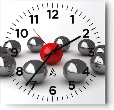 Produktbild von Wanduhr - Quadrat - Glasuhr - Grafiken Abstraktion Komposition - 30x30cm - Schleichendes Uhrwerk - Lautlos - zum Aufhängen bereit - Dekoration Modern - Wanddekoration aus Glas - C4AC30x30-1386