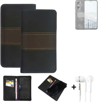 Produktbild von K-S-Trade Handyhülle + Kopfhörer kompatibel mit Tecno Pop 6 Pro Schutzhülle Walletcase Bookstyle Tasche Schutz Case Hülle Wallet Cover Kunstleder