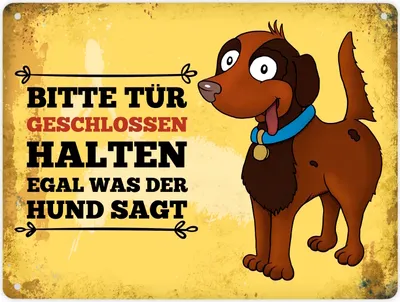 Produktbild von Metallschild XL mit Hund Motiv und Spruch: Bitte Tür geschlossen halten, ...