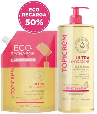 Image de Set d'huiles de douche Topicrem 2 x 1000ML avec recharge