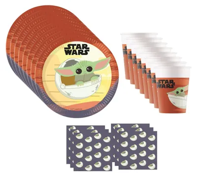 Produktbild von Mandalorian Star Wars Party Deko Set 36 teilig Kindergeburtstag Geschirr
