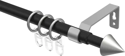 Produktbild von Interdeco Gardinenstange ausziehbar / Teleskop-Vorhangstange Schwarz / Silbergrau, Typ Hera Cone (Kegel), 16/13 mm Ø 1-läufig, 70-120 cm ausziehbar