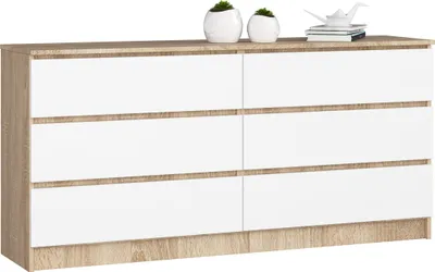 Obrázok produktu pre Akord Komoda 6 Zásuviek Dub Sonoma / Biela 160X40X77 Cm