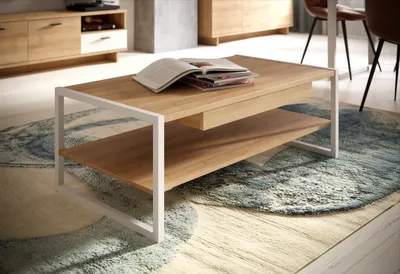 Produktbild von Couchtisch >CHESAPEAKE< in Riviera Eiche Nachbildung / weiß mit Schublade - 111x40x60cm (B/H/T)