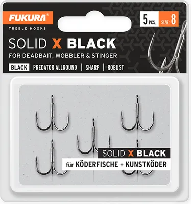 Produktbild von Fukura Solid X Drillinge - Drillingshaken, Größe/Packungsinhalt:Gr. 8 / 5 Stück