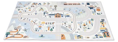 Produktbild von Janod Spielmatte - Bergtal rutschfeste Matte mit Straßenbahn 120x78cm