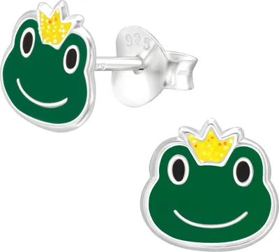 Produktbild von Kinder Ohrringe Ohrstecker 925 Sterling Silber mit Froschkönig