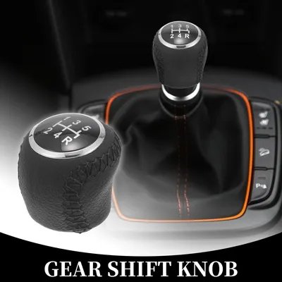 Image de Pommeau De Levier De Vitesse Manuel à 5 Vitesses - Pommeau De Levier De Vitesses De Voiture - Pour Fiat Grande Punto 2006 - 2012 En Simili Cuir Noir - 1 Pièce