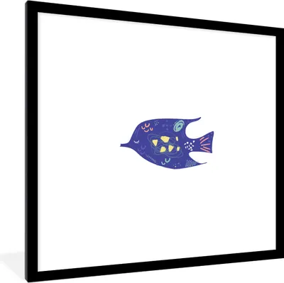 Produktbild von MuchoWow® MuchoWow® Gerahmtes Poster Fisch - Lila - Pastell 40x40 cm - Poster mit zchwarzem Bilderrahmen - Poster - Plakat im Rahmen