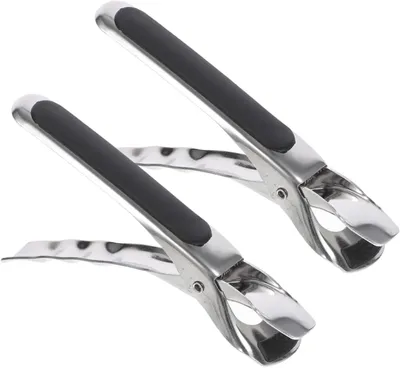 Productafbeelding van Serviestang RVS - Tang Hete Gerechten - Keukenwerkzaamheden - Antislip Grip - 2 stuks - Zilver Zwart