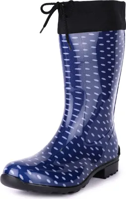 Produktbild von Ladeheid Damen Gummistiefel mit Stulpe LA-968 (Dunkelblau/Punkte, 42)