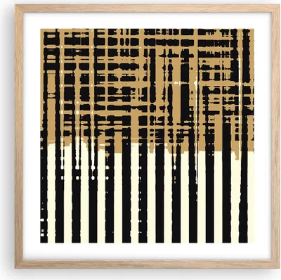 Produktbild von Gerahmtes Poster - Rahmen in heller Eiche - Abstraktion Weiß Gürtel - 50x50 cm - Wand Bild - Wanddeko - Wandbilder - Kunstposter - Wandposter - Bilderrahmen - Bilder - Kunstdruck - P2NAC50x50-4857