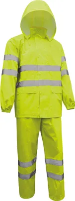 Produktbild von Arbeitsjacke Regenjacke + Regenhose Warnschutz-Regenanzug, Gelb Größe XXL