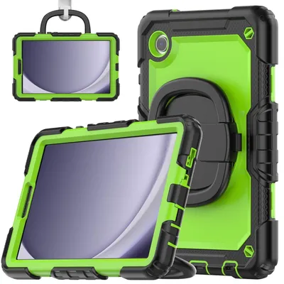 Image de Étui hybride d'extérieur à 360 degrés pour Samsung Galaxy Tab A9, pouvant tenir debout, vert / noir