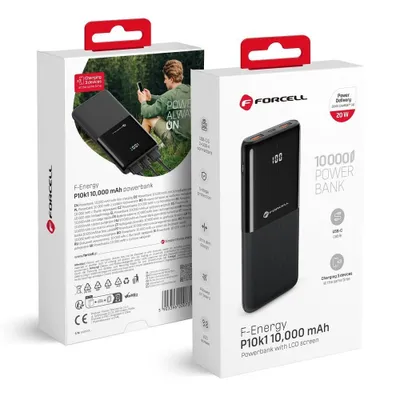 Obrázok produktu pre FORCELL F-ENERGY P10k1 Powerbank PD QC3.0 3A 20W 10 000 mAh schwarz