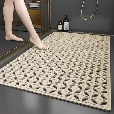 Obrázok produktu pre 40x70cm Khaki sprchová rohož do vane s prísavkami, odtokové otvory, protišmyková rohož do vane, umývateľná v práčke, rýchly odvod vody
