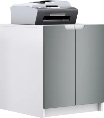 Produktbild von Vladon Druckerkommode Logan,  Germany, Aktenschrank mit 2 Fächern und 2 Türen, Korpus in Weiß matt, Fronten in Graphit seidenmatt (51 x 60,5 x 54 cm)