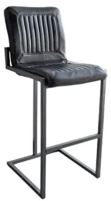 Zdjęcie produktu dla Casa Padrino stołek barowy vintage czarny / szary 48 x 60 x h. 115 cm - stołek barowy z bawolej skóry
