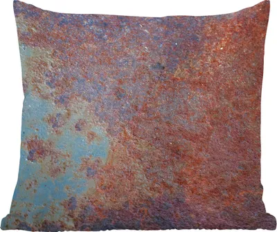 Produktbild von MuchoWow® Zierkissen Sofakissen Wohnzimmer Dekokissen 45x45 cm Rost - Wand - Blau - Schlafpolster - Polster für das Sofa