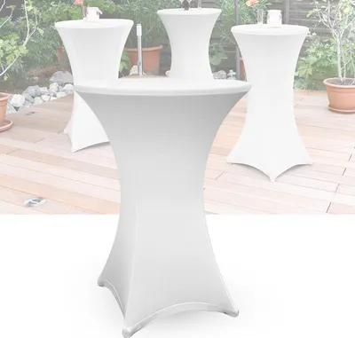 Immagine prodotto di SWANEW 2 pezzi copritavolo da bar Stretch Elastique Bianco Copertura elastica premium per tavoli da bistrot standard/tavoli da bar Copritavolo estensibile Ø 70-75 cm