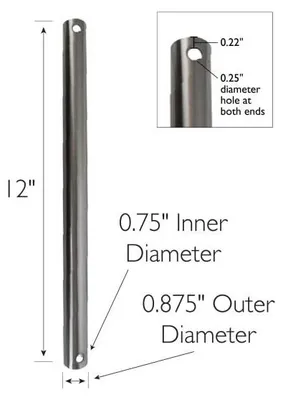 Produktbild von Design House 12 Zoll Deckenventilator downrod Deckenventilator, stahl, Satin/Nic