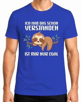 Imagen del producto de Camiseta para hombre, color azul, talla XXL. Diseño: "Entendido. Me da igual. Perezoso. Durmiendo. Frase divertida. Ironía."