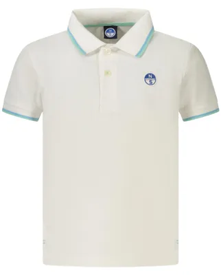 Image de Polo blanc à manches courtes pour enfants, avec détails contrastés et application