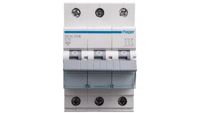 Produktbild von HAGER MCB Leitungsschutzschalter 6kA 3P C 10A MCN310E