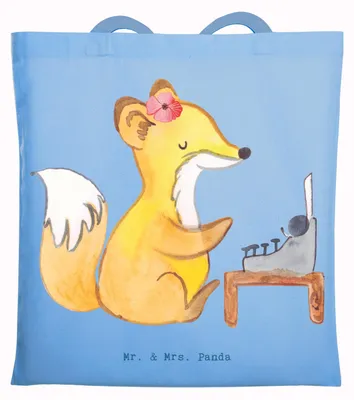 Produktbild von Mr. & Mrs. Panda Uni Tasche Sekretärin Herz - Sky Blue - Geschenk, Schultasche, Shopping, umhängebeutel, Tote Bag, Beutel