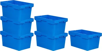 Produktbild von SuperSparSet 6x Conical Mehrweg-Stapelbehälter Blau | HxBxT 32,3x40x60cm | 58 Liter | Lagerbox Eurobox Transportbox Transportbehälter Stapelbehälter