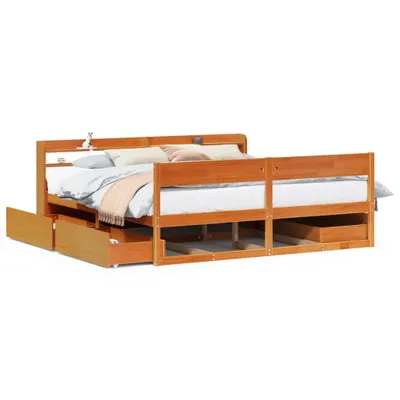 Produktbild von Massivholzbett ohne Matratze Wachsbraun 200x200 Kiefernholz