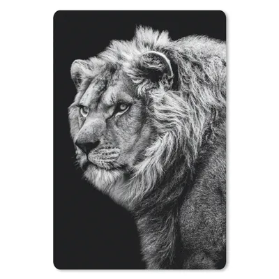 Produktbild von MuchoWow® Mauspad Mousepad Löwe - Porträt - Wildtiere - Schwarz - Weiß 18x27 cm - Mousepads - Maus Mat - Pad - Mausunterlage