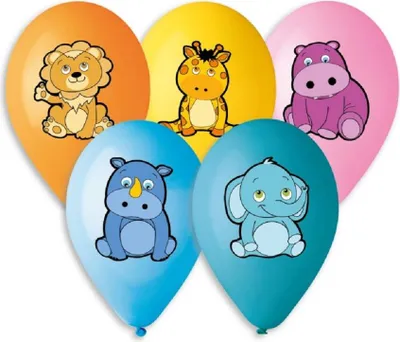Produktbild von Aufblasbarer Ballon – Set mit 5 Stück, Tierfiguren, 29 cm
