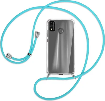 Produktbild von Handykette Backcover-Schutzhülle mit Band (Metall silberfarben) für Honor 9X Lite - türkis
