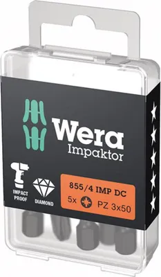 Image de Embout 1/4" DIN 3126 E6,3 PZ3x50 mm, lot de 5, Wera | 4013288223838